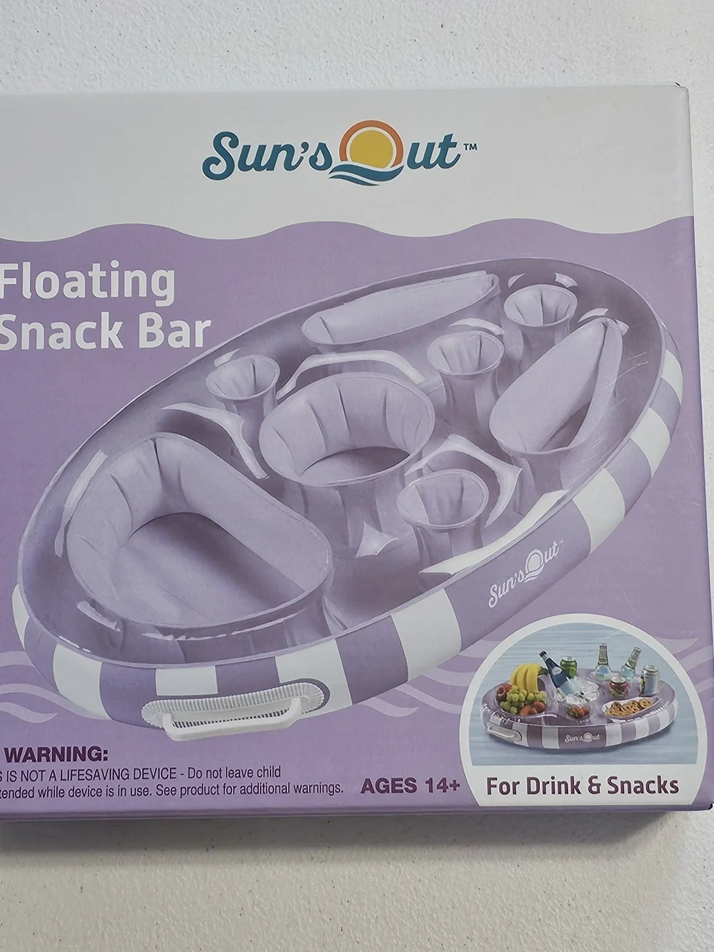 Purple Floating Snack Bar - Inflatable Pool Drink & Snack Holder